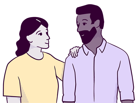 illustration of a woman with her hand on a man's shoulder