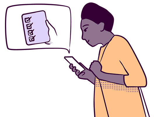 illustration of a person looking at a checklist on their phone